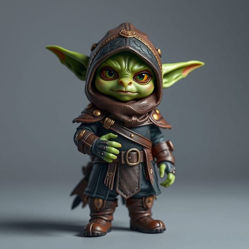 Photorealistic Chibi Goblin Thief in Armor