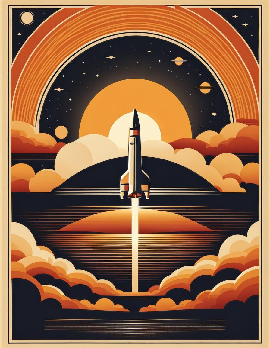 Shuttle to the Sun: Vintage Space Poster