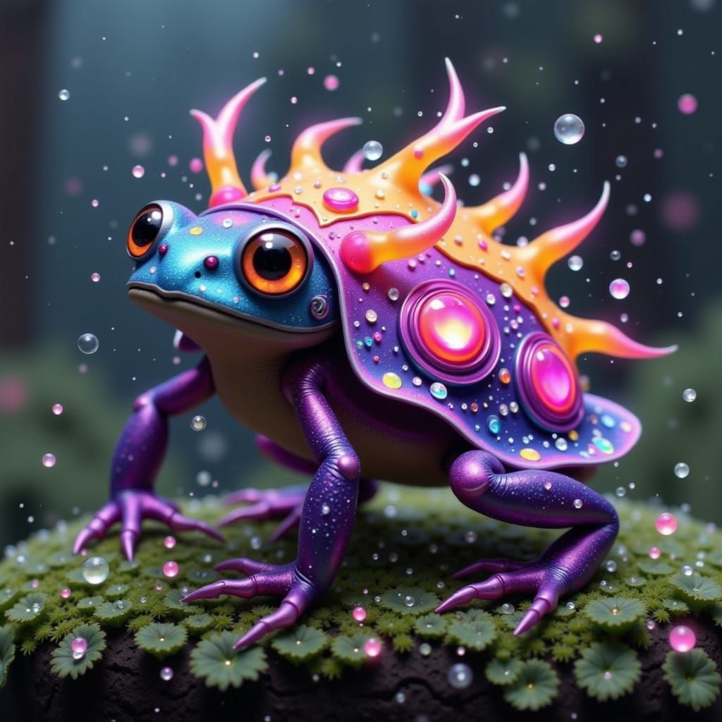 Adorable Frog-Tortoise Creature with Coral Shell