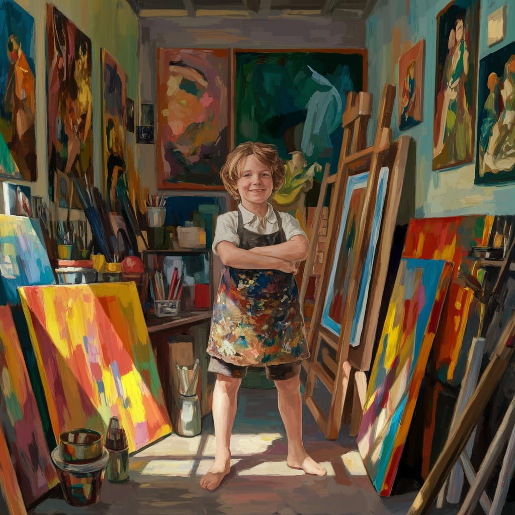 Artist in Sun-Drenched Studio, Dutch Golden Age Style