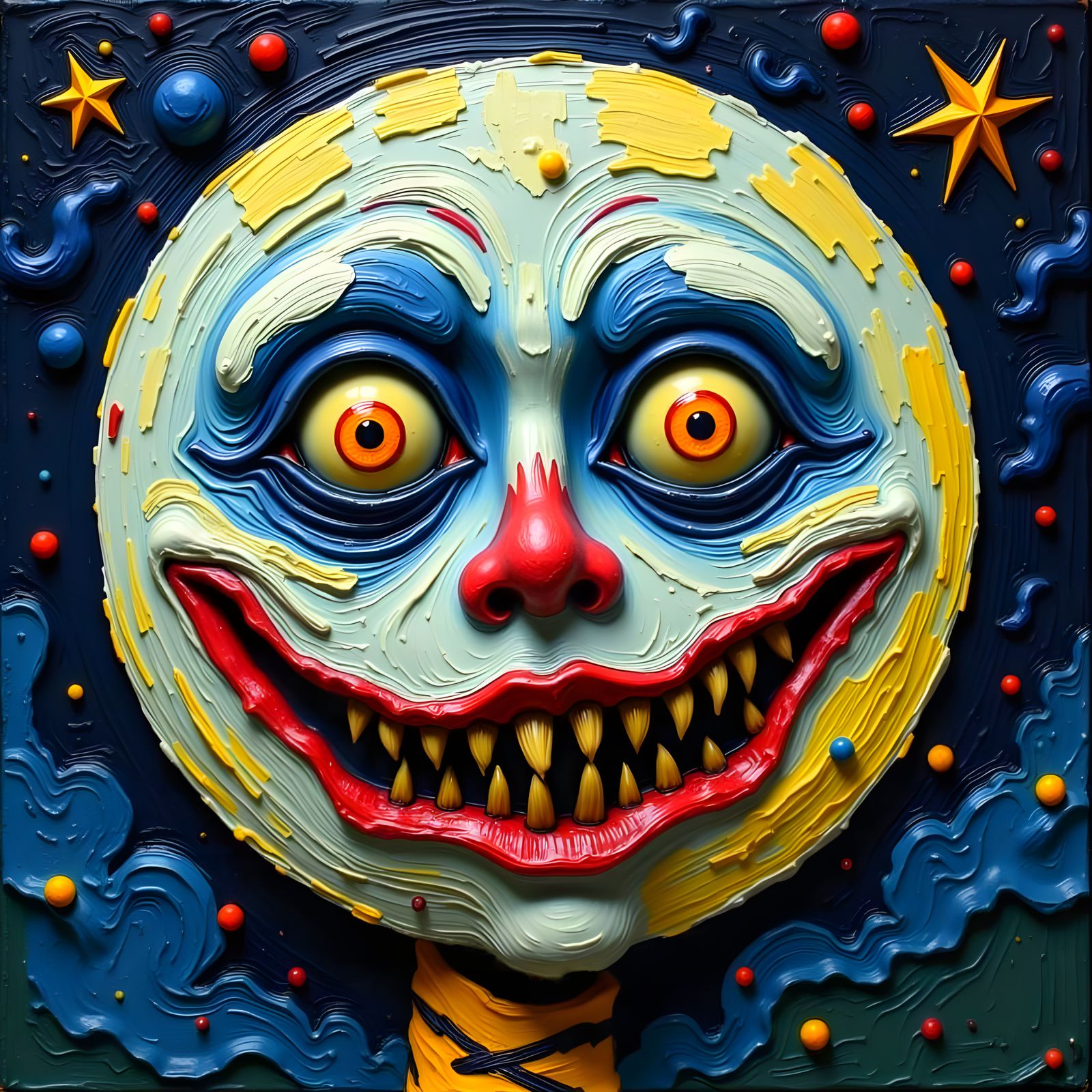 Surreal Childlike Man in the Moon Painting