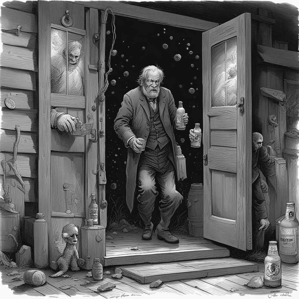 Gothic Horror: Retiree Emerges with Beers