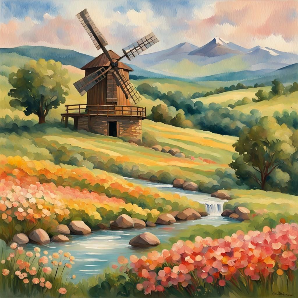 Breathtaking Impressionist Landscape in Gouache Style