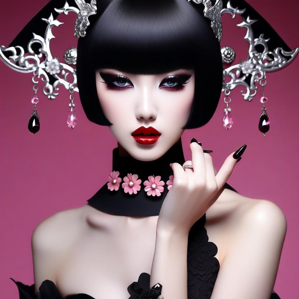 Feminine Hell Girl Nail Art