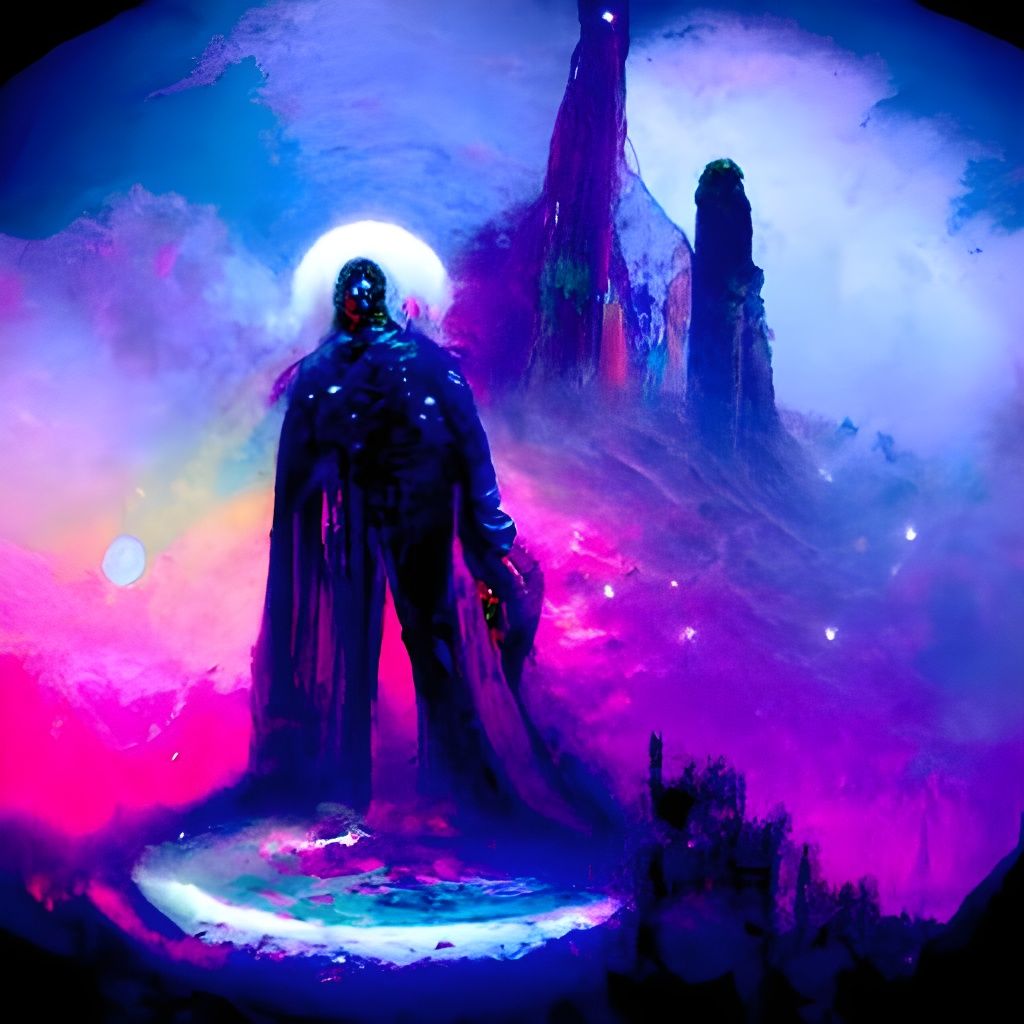 Ethereal Cosmic Portal in Synthwave Style