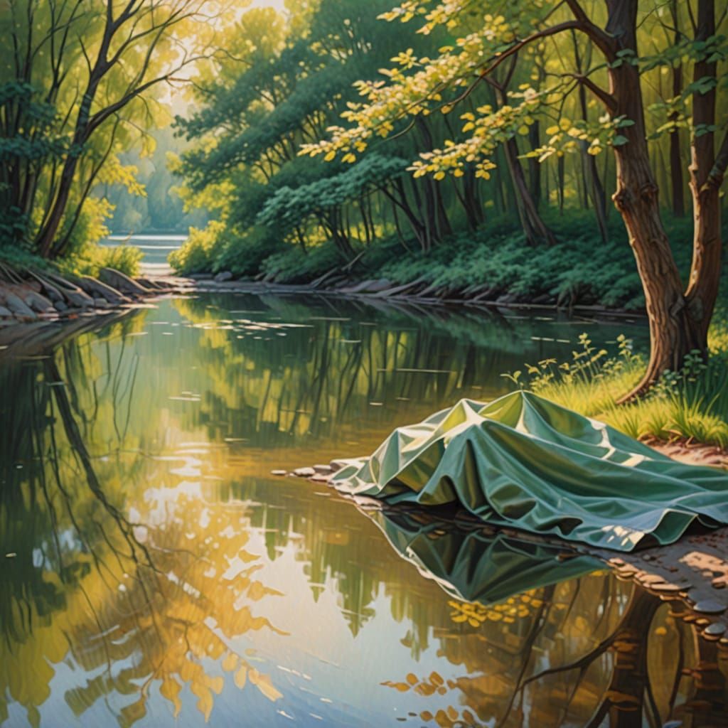 Idyllic Beauty by Serene Waters in Oil Painting Style
