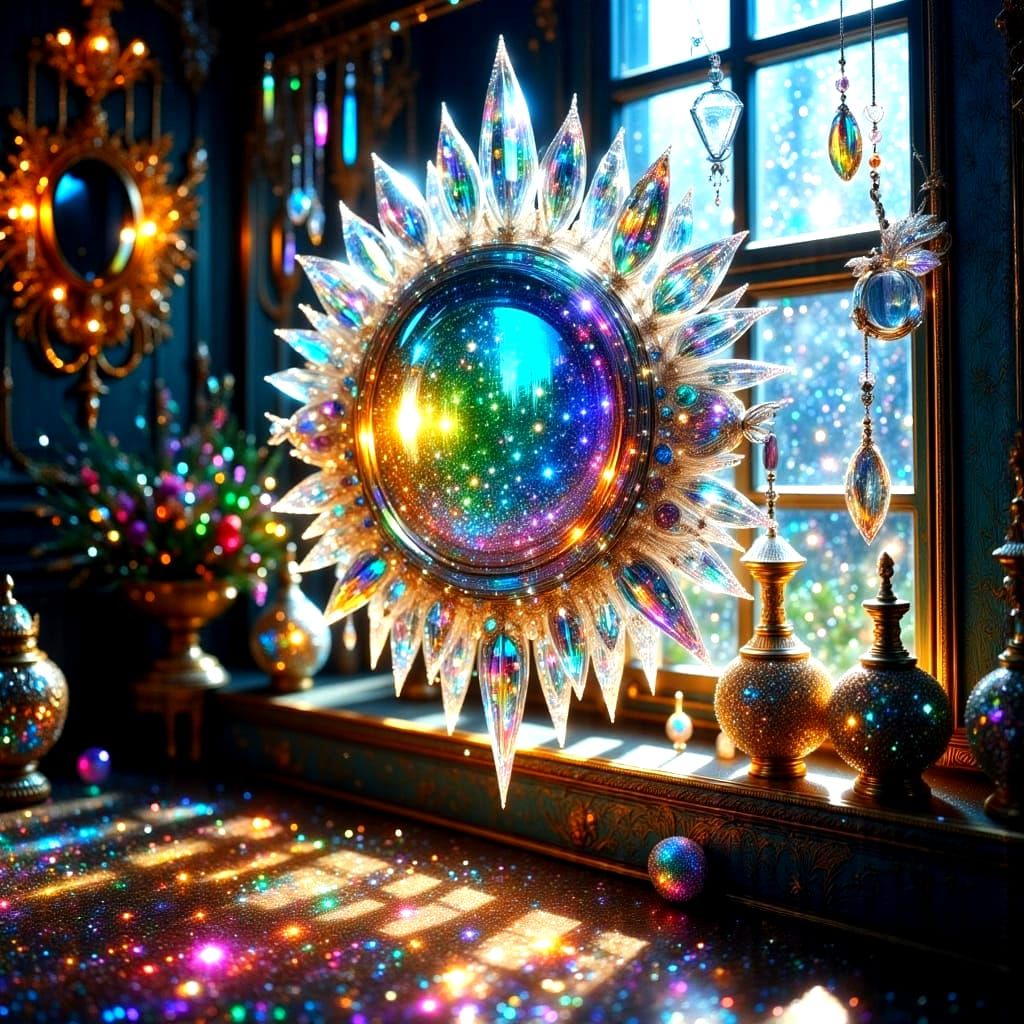 Crystal Rainbow Maker Shimmers in Shabby Chic Window