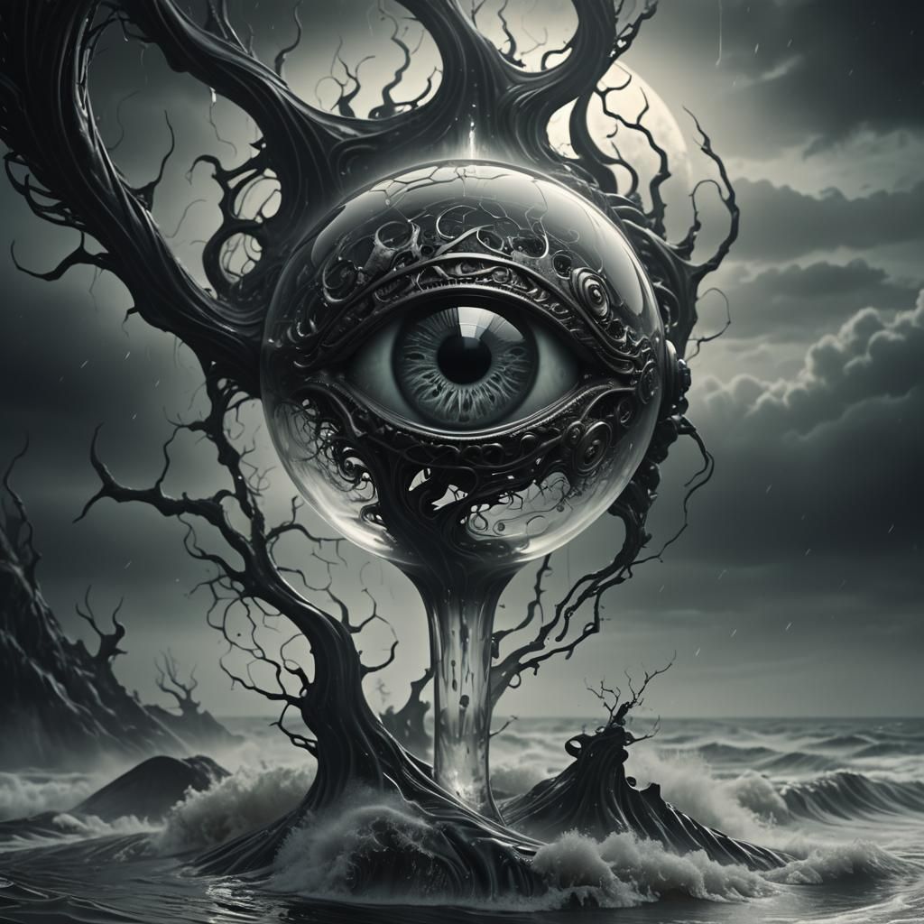 Surreal Glass A in Eerie Biomechanical Style