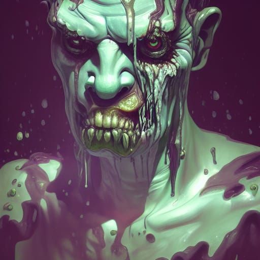 Melting Zombie Portrait in Art Nouveau Style