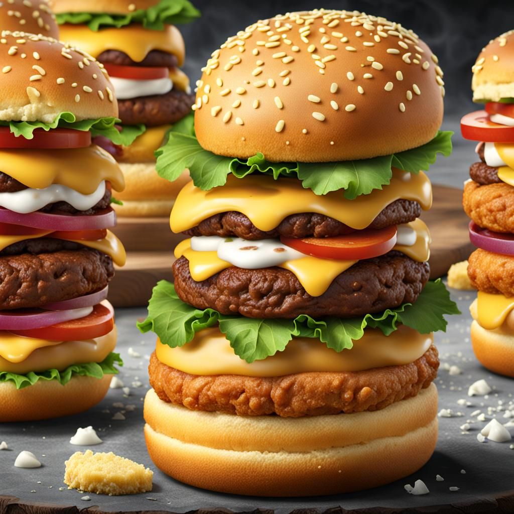 Burger Twinkies in Detailed Matte Painting