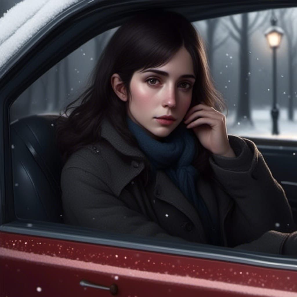 Snow Portrait of a Woman in Winter Light