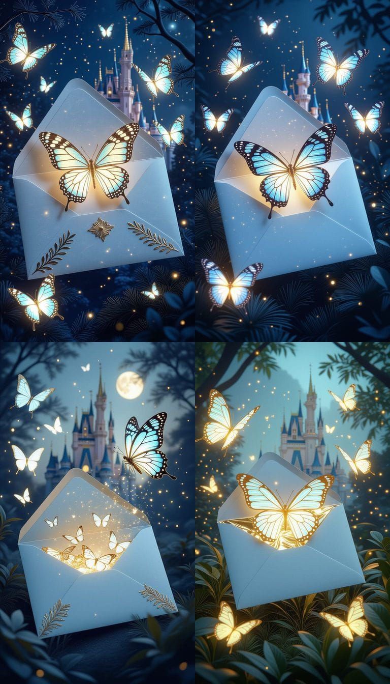 Enchanted Envelope with Butterflies in 3D Style