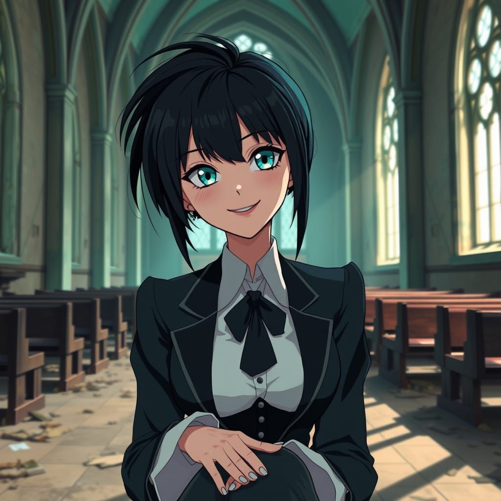 Gothic Bride in Abandoned Church