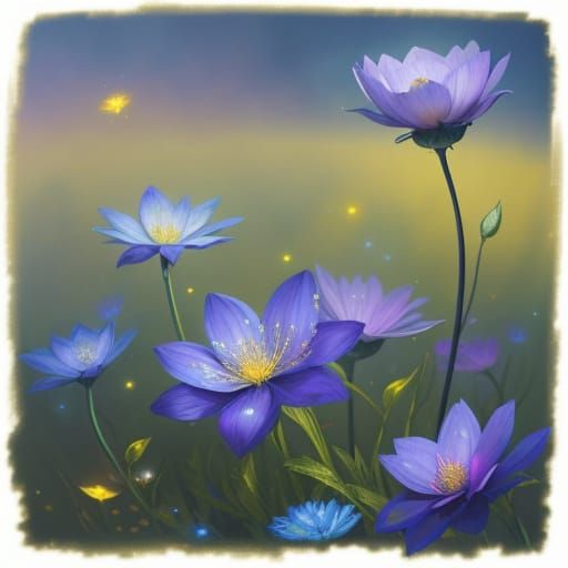 Ethereal Meadow of Flowers in Astral Style