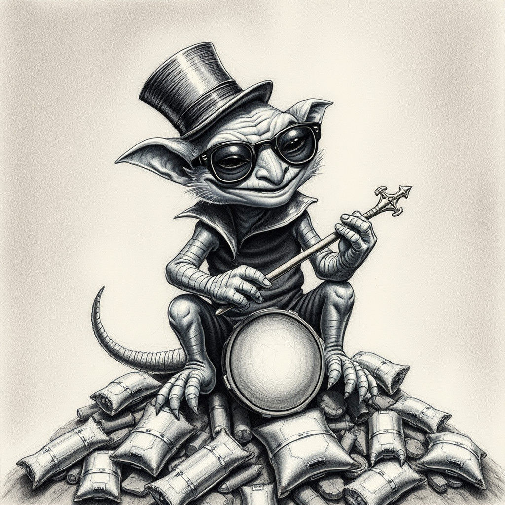 Ringo Starr as a Kobold in Charcoal Drawing