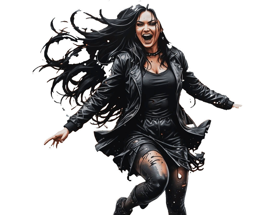 Voluptuous Goth Woman in Graffiti Street Art