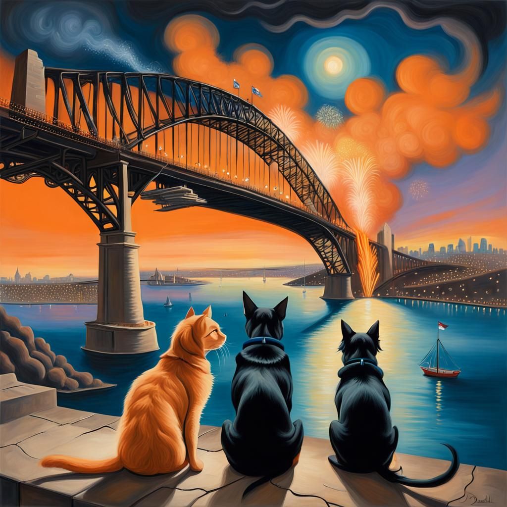 Surreal Fireworks over Sydney Harbour Bridge