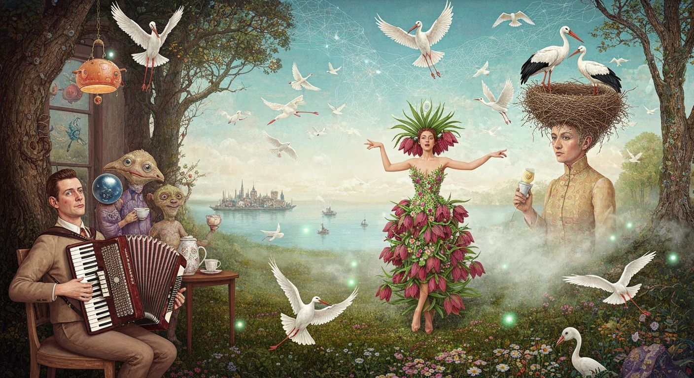 Bizarre Accordionist at Galaxy's End: A Surreal Utopia