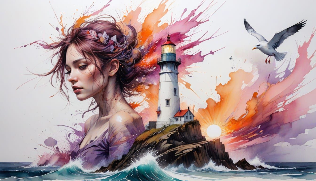 Majestic Lighthouse Amidst Roaring Seascape