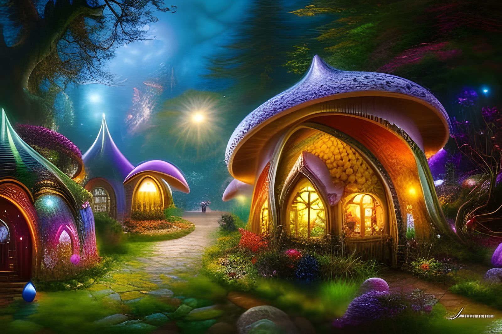 Enchanted Fairy Mushroom House in Fairytale Style