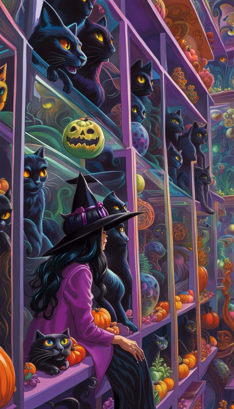 Lisa Frank Witch and Black Cat Museum Display