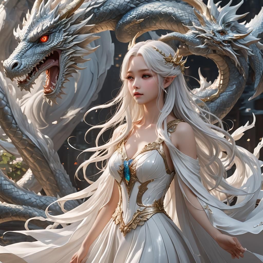 Anime Fairy with Dragon in 3D Anime Art