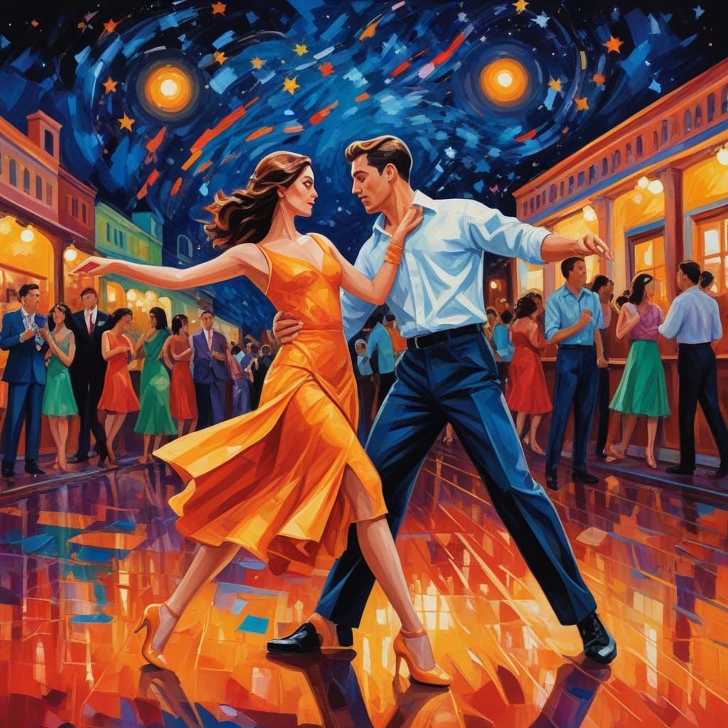 Vibrant Salsa Dance on a Starry Night