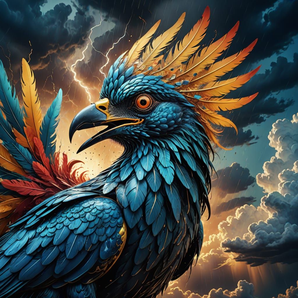 Surreal Thunder Bird in Flight, Salvador Dali Style