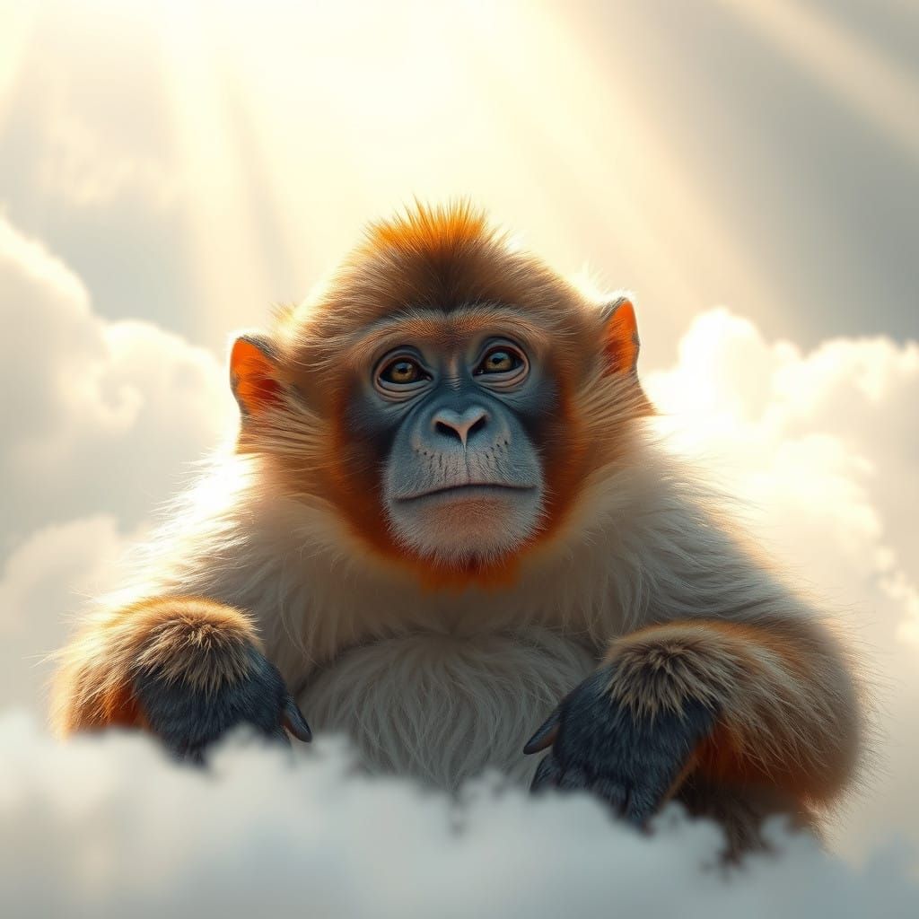 Serene Impressionist Monkey in Dreamy Light