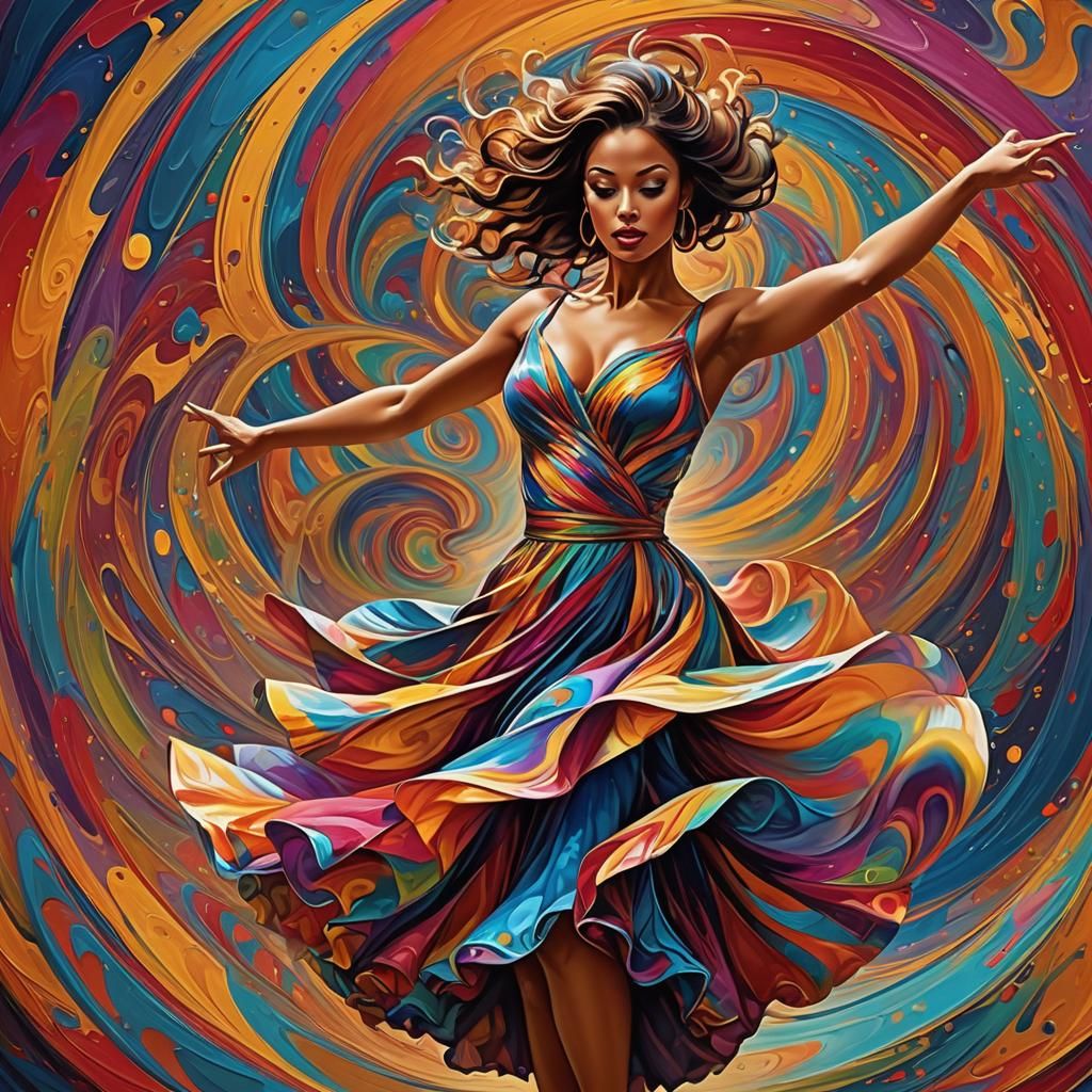 Glamorous Dancer in Funk Art Style