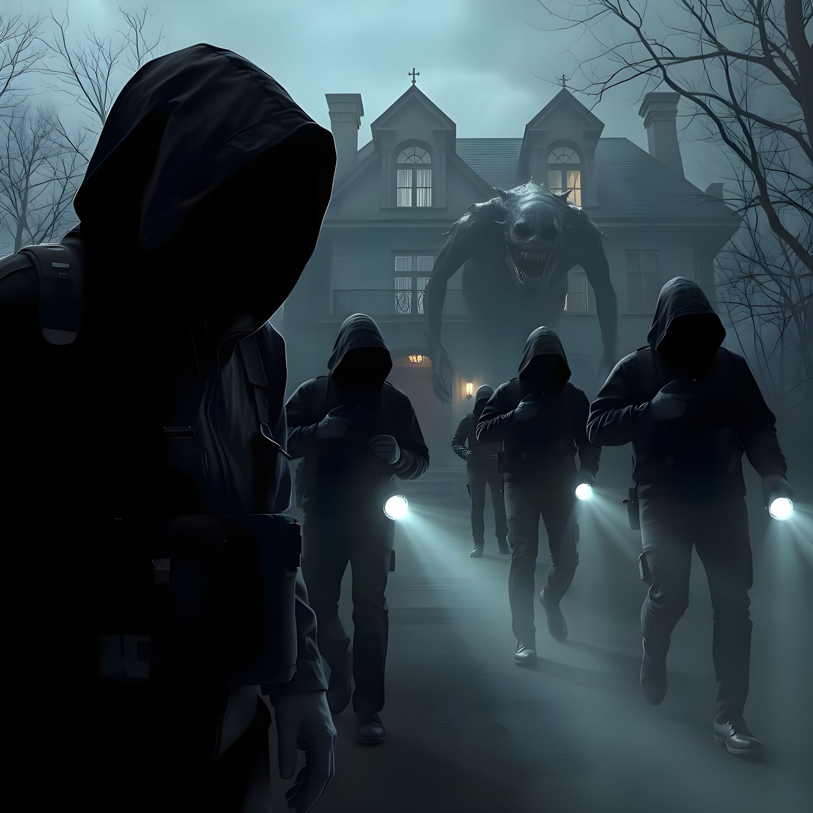 Haunted House Ambush in Cyberpunk Style