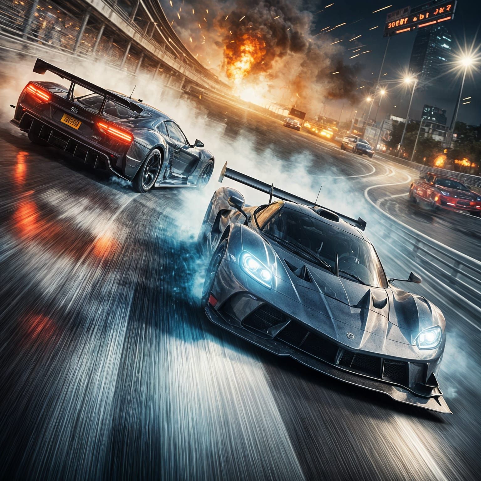 Surreal Race Between Cars at Blazing Speed