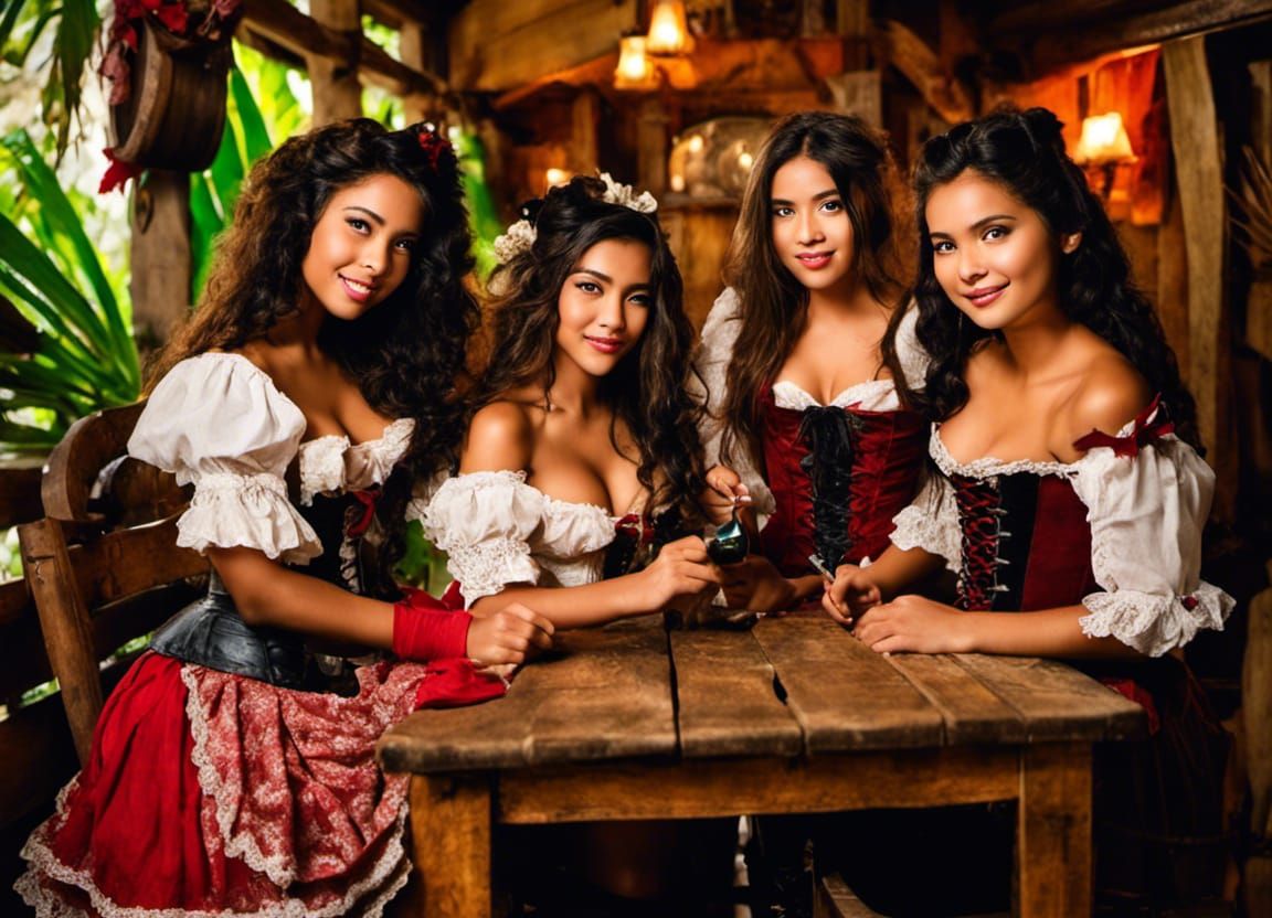 Indonesian Pirate Girls in Pirate Inn: RAW Photo