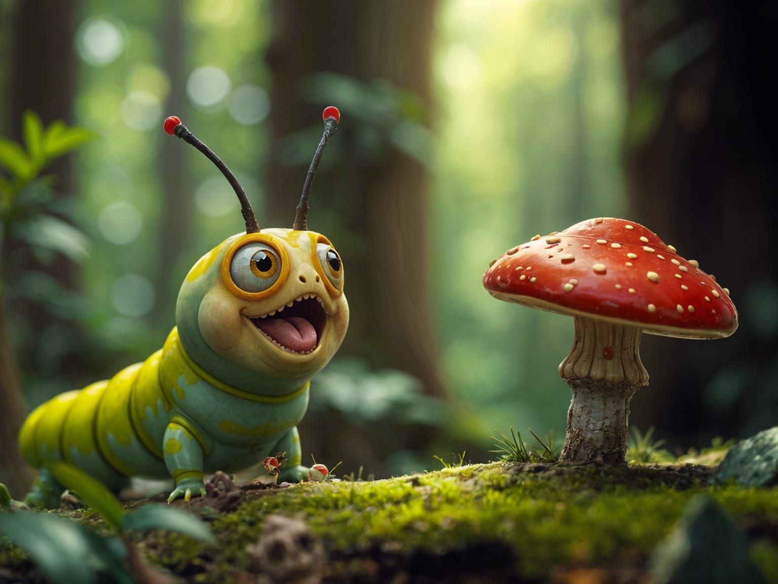 Caterpillar's Mushroom Wonder: Concept Art