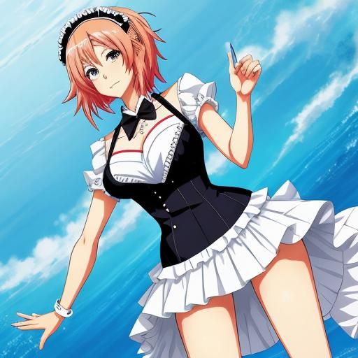 Anime Maid in Bikini and Transparent Dress