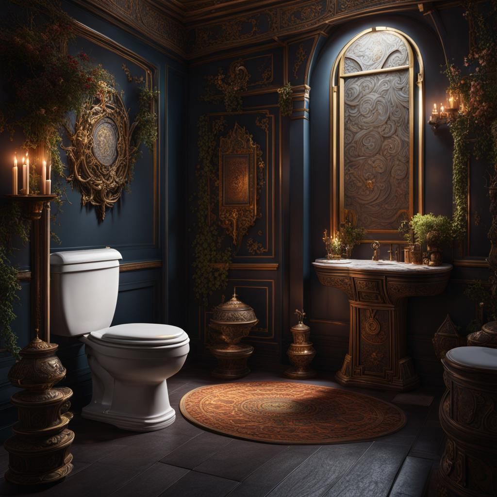 Fantastical Toilet in Detailed Matte Painting Style