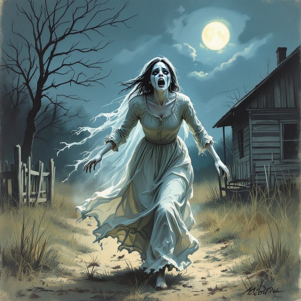 Terrified Ghost Fleeing Appalachian Holler Yard