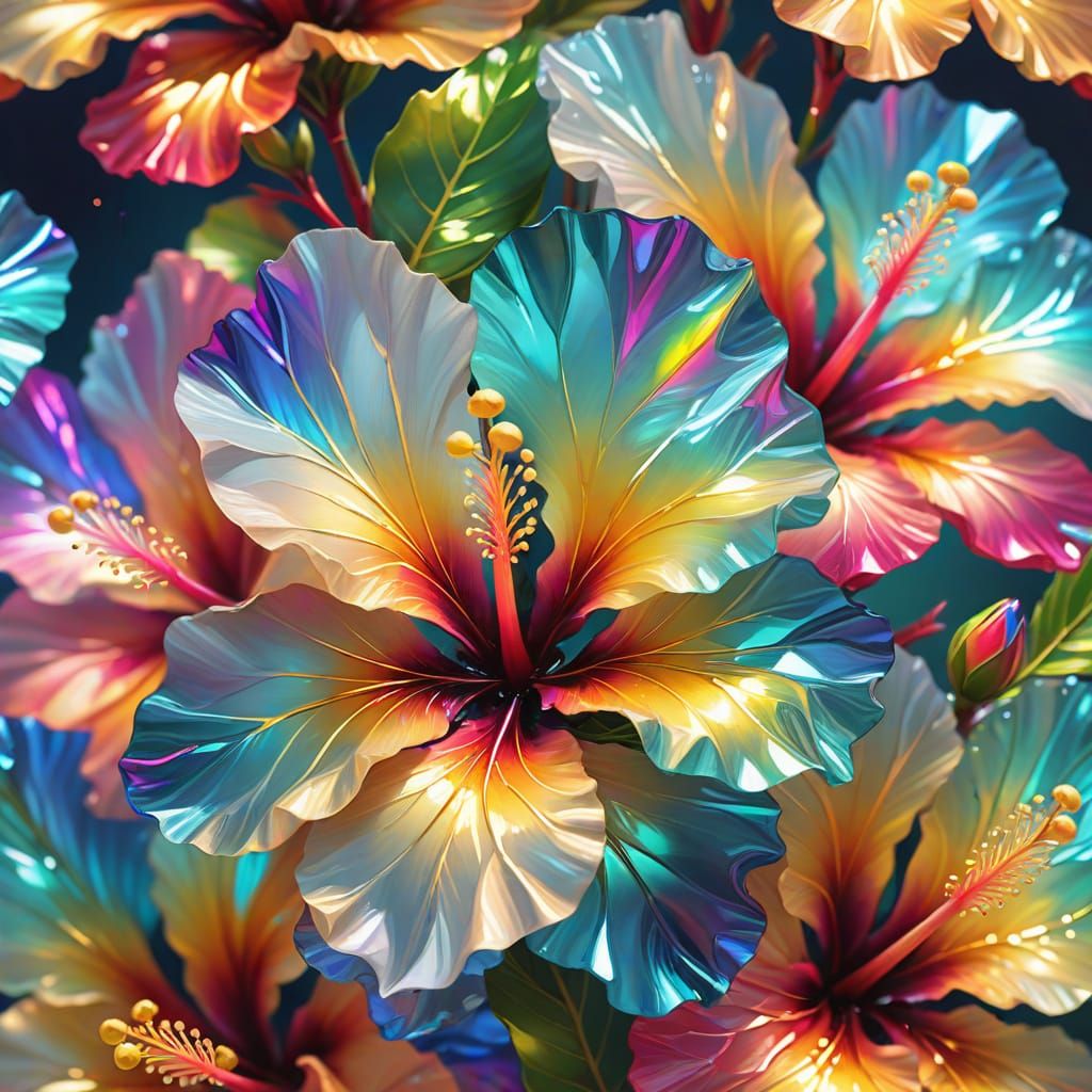 Crystal Hibiscus Flowers Bloom: Macro Photography