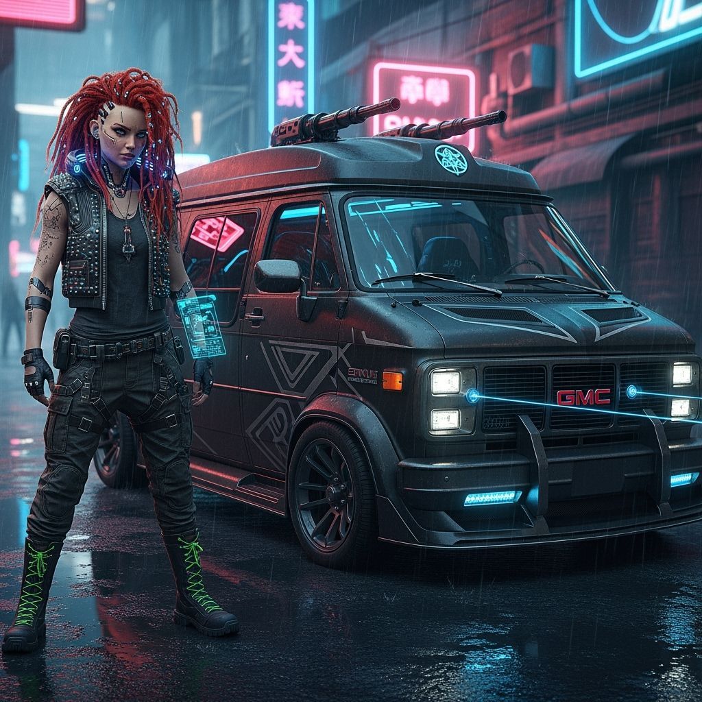 Cyberpunk Outlaw Rogue Phoenix in Futuristic 2025 City
