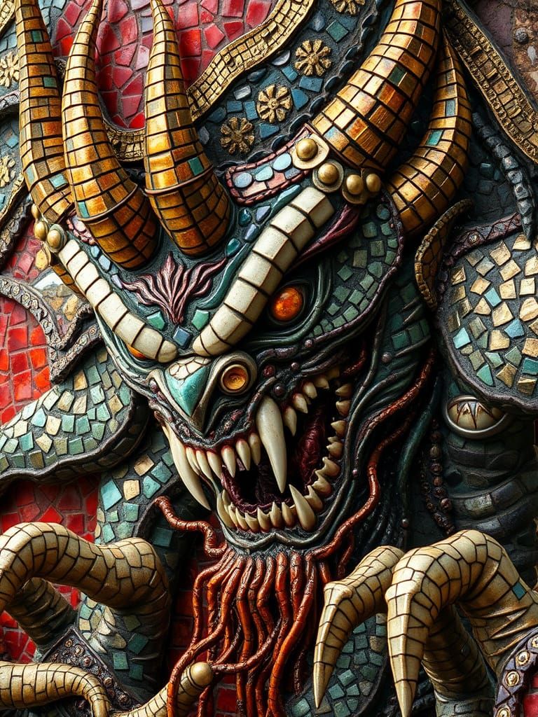 Mythical Monster Emerges in Mosaic Art