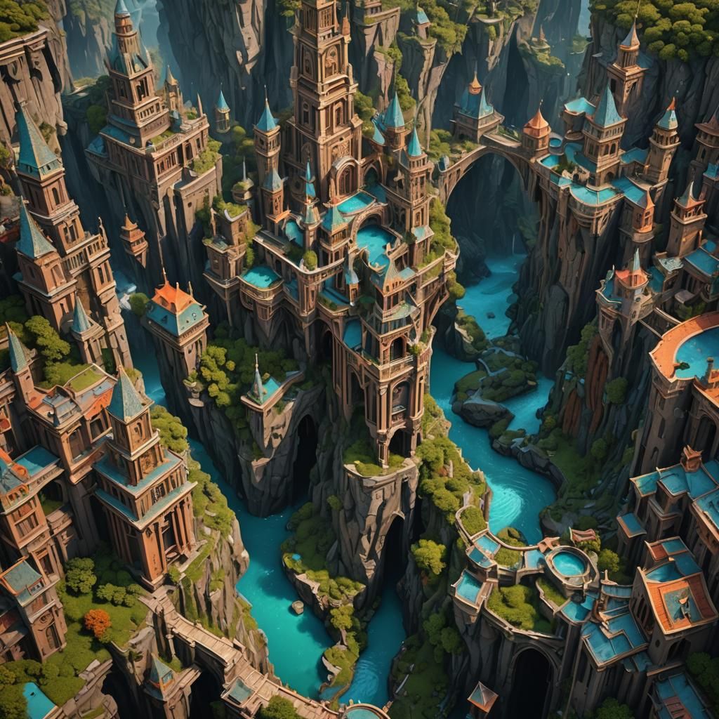 Fantastical Optical Illusion in Detailed Matte Painting