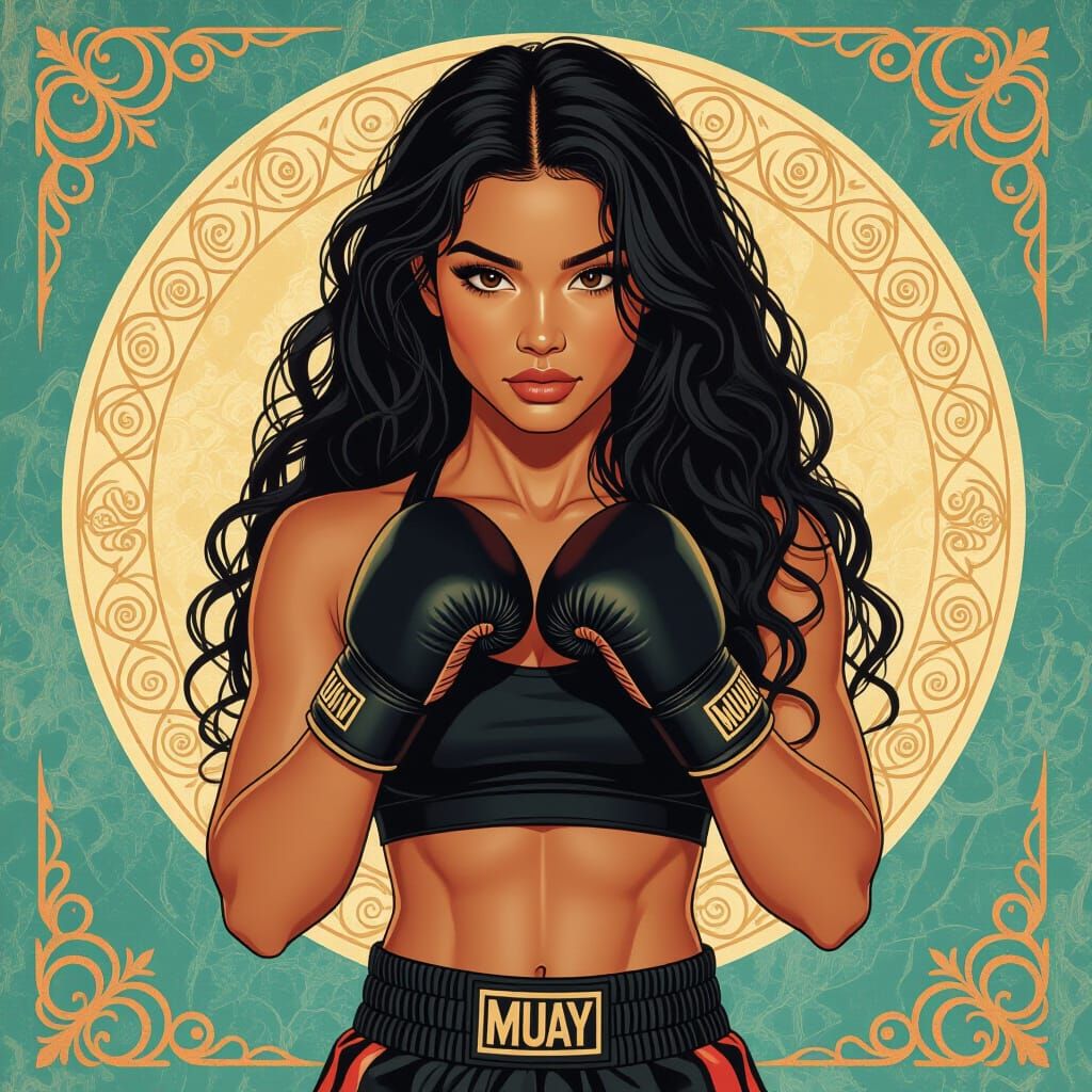 Muay Thai Fighter Wraps Hands in Gym Concept Art