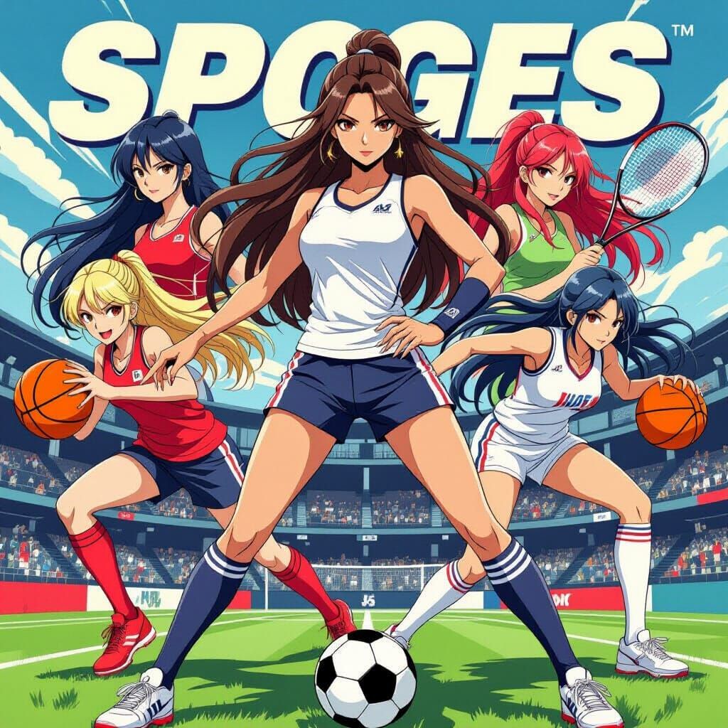 Women's Sports Poster: Diverse Hair Styles in Dynamic Action