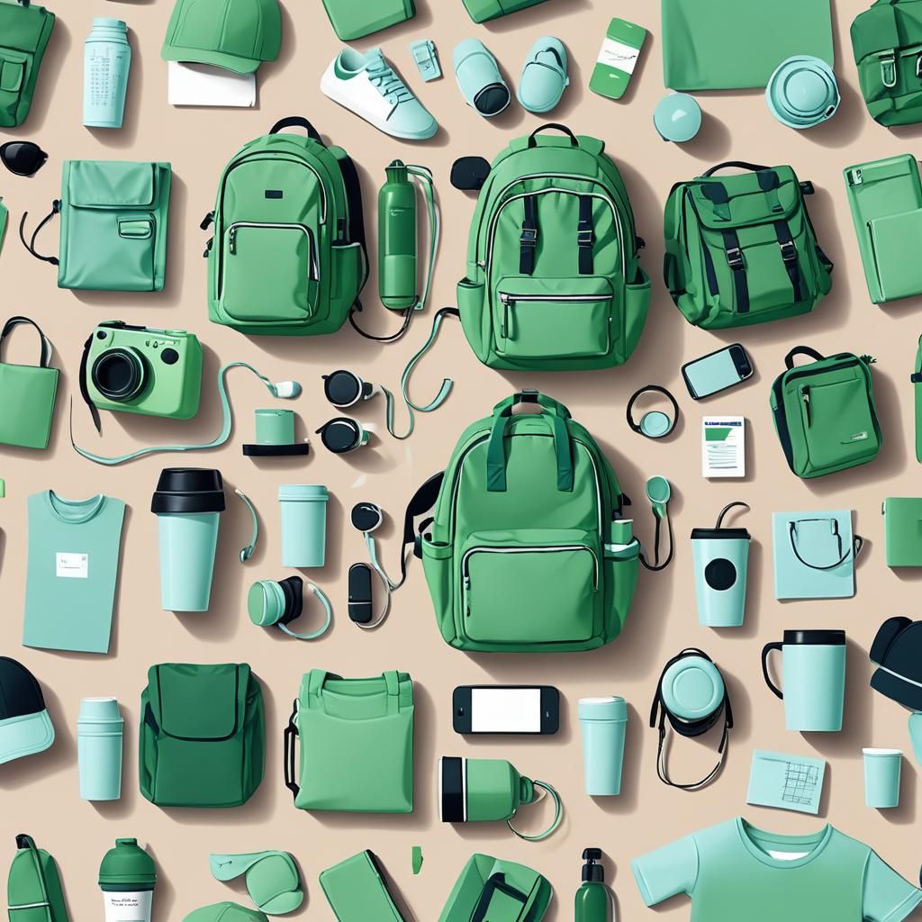 Green and Blue Product Mockups in Flat Design