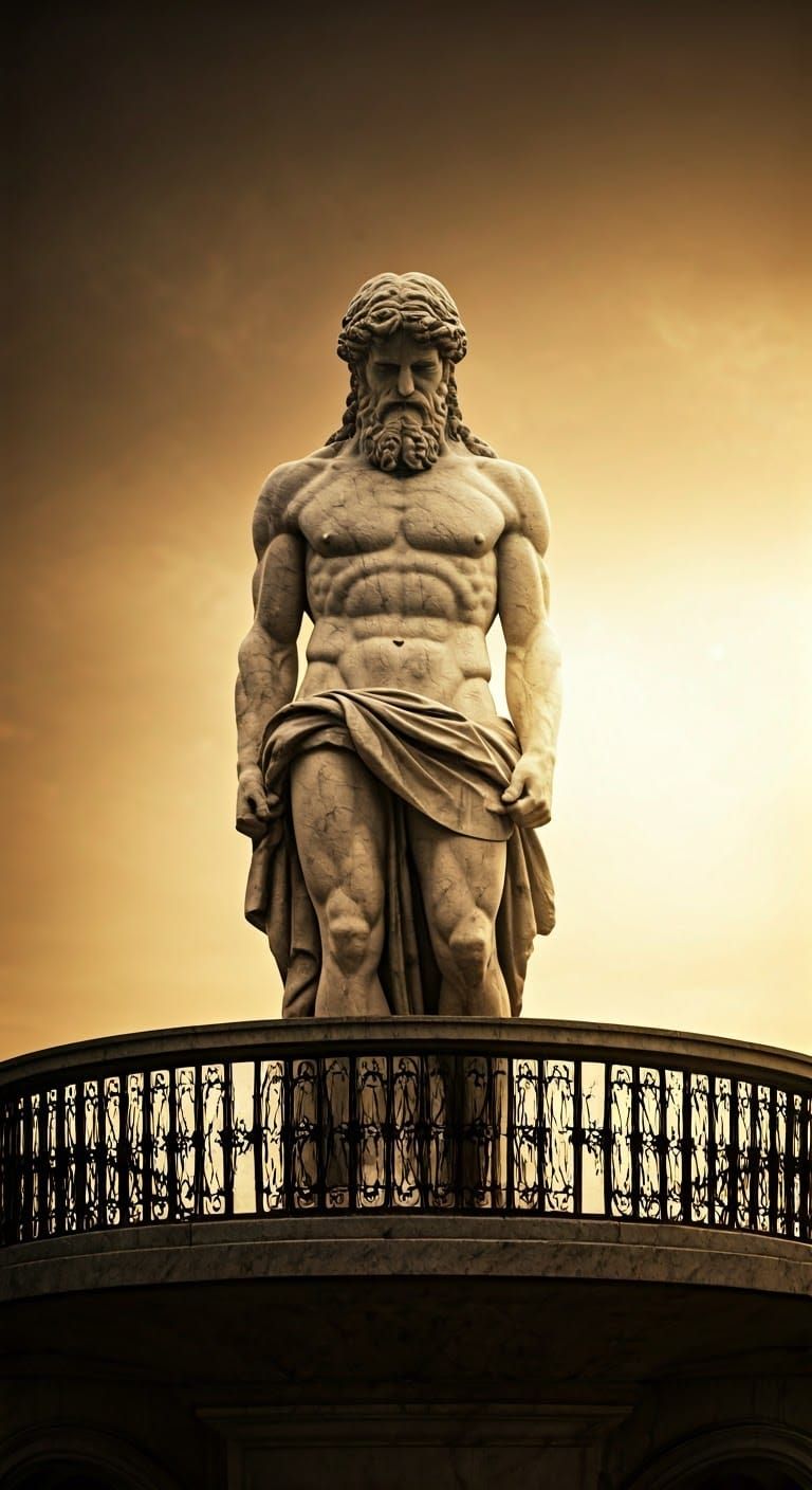 Marble Atlas Balcony in Photorealistic Style