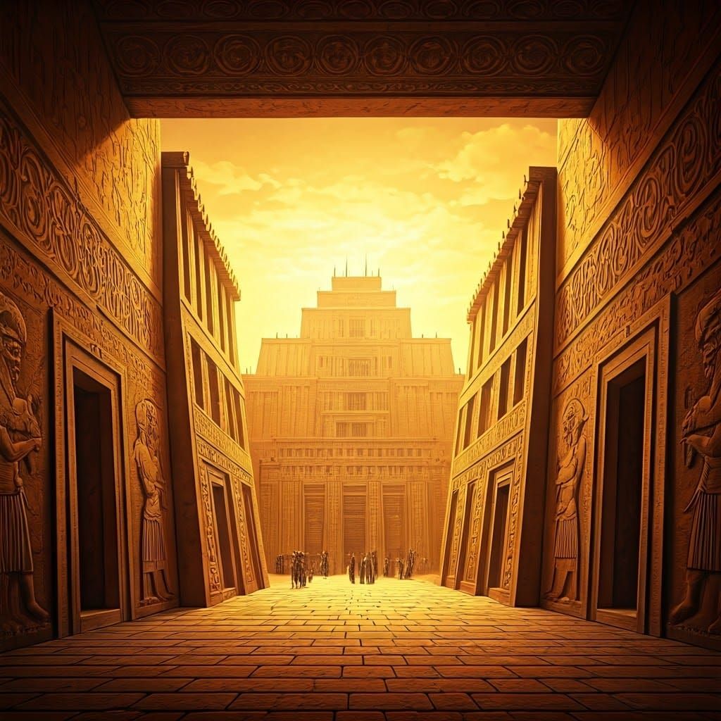 Ancient Mesopotamian City of Nineveh in Assyrian Palace Reli...