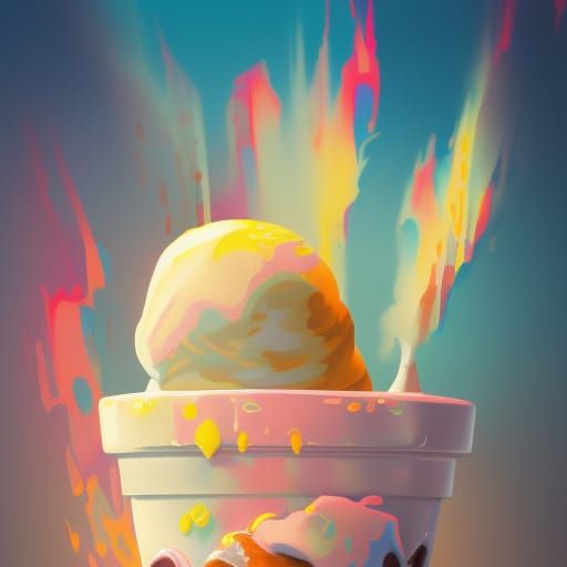 Pop Art Melting Ice Cream, Anime Style