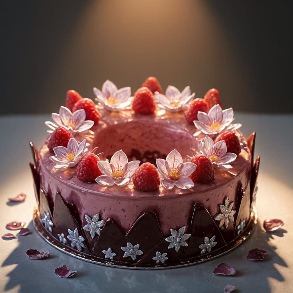 Raspberry Mousse Ring with Chocolate Shards