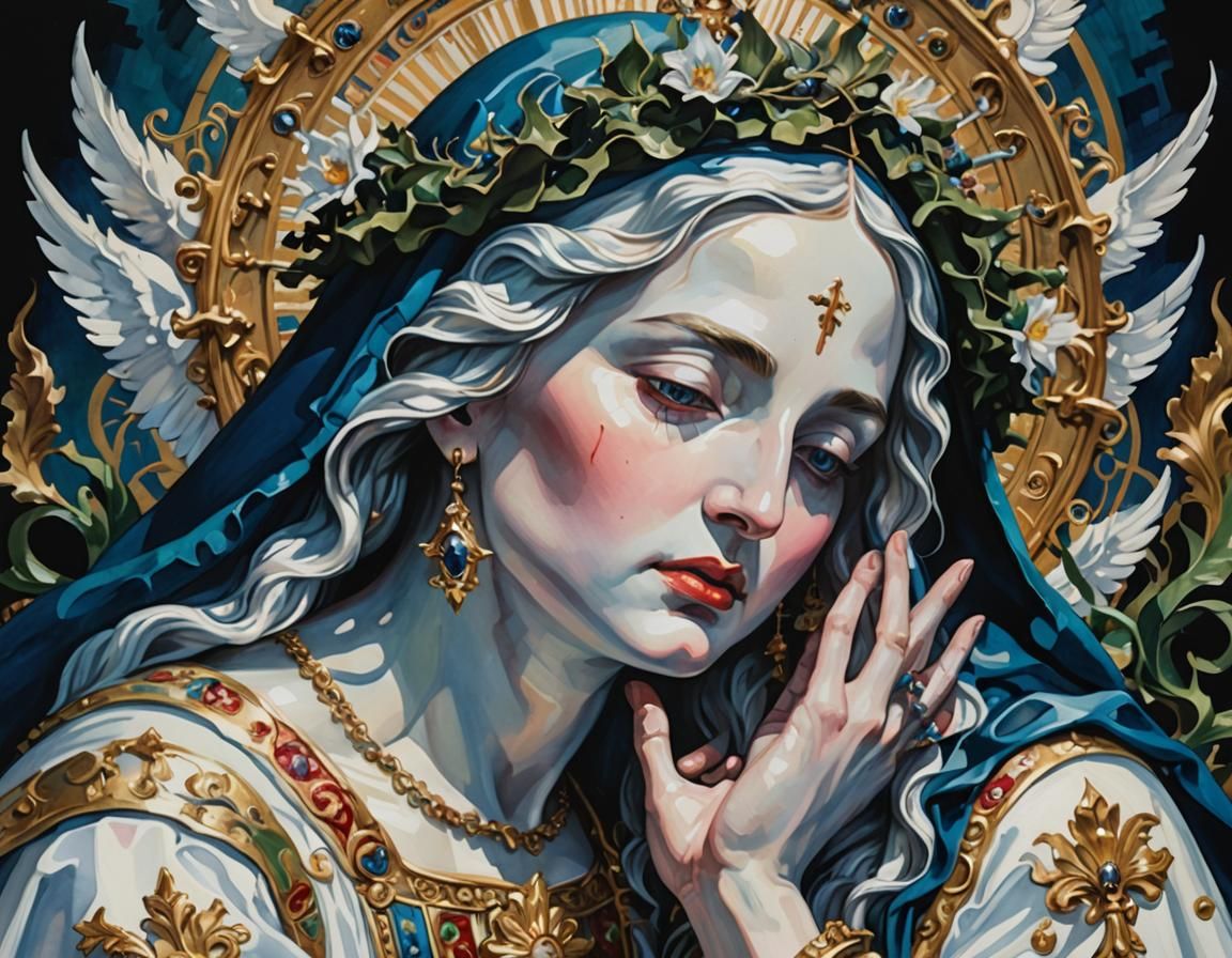Baroque Madonnas Face Off in Detailed Gouache Painting