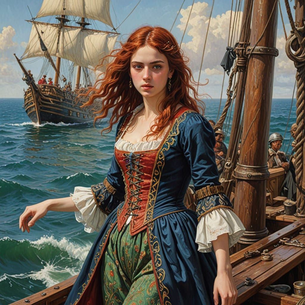 Pirates in a Colorful Expressionist Battle Scene